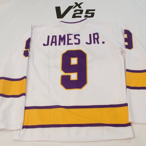 NEW Men's Los Angeles LA Lakers Bronny James Jr Long Sleeve Hockey Jersey Sz Md - Picture 5 of 7